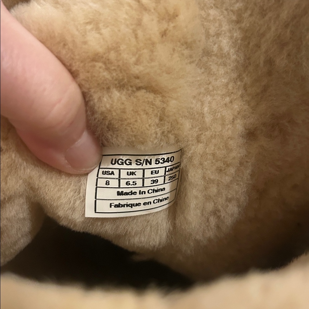 UGG Tall Chestnut Suede Shearling Boots with Stitch Detail size 8 - Picture 8 of 8